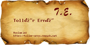 Tollár Ernő névjegykártya